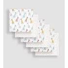 英國 JoJo Maman BeBe 100% 純棉多功能細紗布方巾/包巾/小薄被/拍嗝巾/安撫巾 6入禮盒組(60*60cm)_ 粉色長頸鹿