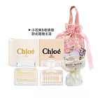 Chloe’ 情人節香氛花禮組[沁漾玫瑰女性淡香水(5ml)+同名女性淡香精(5ML)+小花束]附收納袋-國際航空版