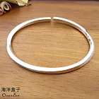13.27g。簡約亮面拋光扭紋足銀999純銀開口式手環《附贈禮盒》