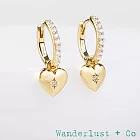 Wanderlust+Co 澳洲品牌 愛心吊飾小圓耳環｜14K金＋鋯石｜甜美2用設計 Heart Gold