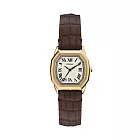 FOSSIL 歐風美學時尚皮帶腕錶-金X棕