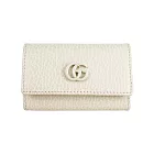 GUCCI GG Logo 荔枝皮革6孔鑰匙包 (白色)