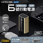 CUKTECH 酷態科 行動電源 PB060 有CCC認證 6000mAh 55W PD 雙向快充 LED數顯 可上飛機 充電寶 適用蘋果三星 金色