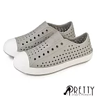 【Pretty】男女 女大尺碼 洞洞鞋 雨鞋 防水鞋 懶人鞋 休閒鞋 便鞋 EU36 灰色