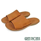 【GREEN PHOENIX】男 拖鞋 平底拖鞋 真皮 手工 室內 室外 台灣製 S 棕色