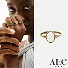 AEC PARIS 巴黎品牌 橢圓切割月光石戒指 幸運白鑽戒指 THIN RING THANATOS 54