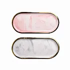 【收納職人】奢雅金邊大理石紋陶瓷桌面收納盤/首飾盤/玄關盤/托盤_2色一組 大理石灰+大理石粉