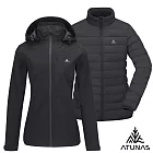 【ATUNAS 歐都納】女款防水2IN1+羽絨兩件式外套/大尺碼A1GA2534W*- S 黑