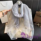 【Decoy】漸層色調 優雅珍珠釘珠薄款披肩圍巾/顏色可選 灰色