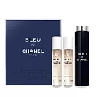CHANEL 香奈兒 BLEU DE 藍色男性淡香水(20mlX3)EDT-香水航空版