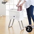 【日本squ+】SUN&WASSER日製可層疊置物洗衣籃-2入- 簡約白