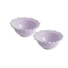 【Homely Zakka】法式浪漫花邊浮雕陶瓷餐盤碗餐具圓形飯碗2件組_2色任選 薰衣草紫X2