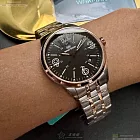 WAKMANN威克曼瑞士錶,編號：WA00047,42mm圓形銀精鋼錶殼黑色錶盤精鋼金銀相間錶帶