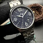 WAKMANN威克曼瑞士錶,編號：WA00049,42mm圓形銀精鋼錶殼寶藍色錶盤精鋼銀色錶帶