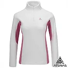 【ATUNAS 歐都納】女款循環SOLAR-FLEECE保暖刷毛長袖拉鍊衫/立領衫/POLO衫/大尺碼A1PS2557WC- S 岩灰/胭脂粉