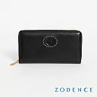 ZODENCE HAN義大利植鞣革時尚拉鍊長夾  深邃黑