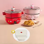 HELLO KITTY多功能分離式3L料理鍋-二色可選 KT-EP02 贈 MATURE美萃 MINI食光陶瓷熱壓機 CY-1627 -粉紅色
