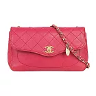 CHANEL 金釦菱格紋牛皮鏈帶二用包_展示品 (粉紅色)