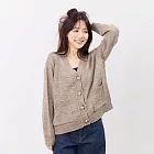 好我_Carol寬邊V領開襟針織外套 FREE 棕
