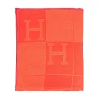 HERMES H Logo 喀什米爾羊毛寬版長披肩/圍巾_展示品 (橘色)