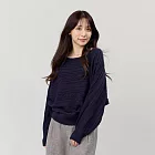 好我_Bonnie一字領麻花蝙蝠袖針織毛衣 FREE 深藍