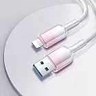 樂樂冰晶頭快充線 1入組1年保固 USB to Lightning  彩色编織充電線  1m/灰白粉