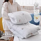 買一送一【小日常寢居】水洗棉雲絲絨被-台灣製6x7尺雙人「共六款可任選 贈品花色隨機」 悠藍織景