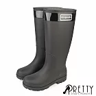 【Pretty】女 雨靴 雨鞋 防水靴 防水鞋 長靴 長筒 平底 EU36 黑色