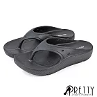 【Pretty】男 拖鞋 夾腳拖鞋 防水拖鞋 厚底 輕量 EU39 黑色