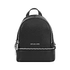 Michael Kors Rhea 銀字粒紋皮革拉鍊迷你後背包 (黑色)