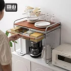 【日本霜山】桌上型復古風木質微波爐電器置物架(附抽屜)-DIY