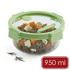 《LEKUE》圓形可微波玻璃密封保鮮盒 - 嫩綠950ml
