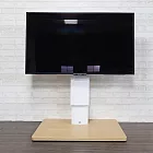 【H&R安室家】24~58吋適用 台製氣壓式升降電視架(電視立架/落地架/螢幕支架/移動電視架) 白+淺咖啡25公斤(24～58吋)