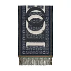 LOEWE Love 標誌羊毛及羊絨圍巾 (海軍藍)