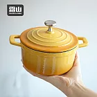 【日本霜山】漸層色雙耳琺瑯鑄鐵鍋(附蓋)-14cm- 漸層黃