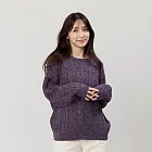 好我_Rita圓領麻花套頭針織毛衣 FREE 深紫