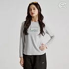 ADISI 女智能纖維速乾長袖圖騰上衣 AL2521084｜單向導濕 快乾 吸濕排汗 透氣 環保 S 薄霧灰
