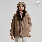 ADISI SMAWARM海洋溫控超撥水絎縫外套(男女可共穿) AJ2521054｜防潑水 蚵技棉 抗靜電 保暖外套 可收納帽 S 灰褐