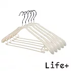 【Life+】北歐ins 乾濕兩用多功能防滑寬肩衣架20入/組 米色