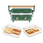 MATURE美萃 早餐組夾心陶瓷爐-深茉綠 含主機+三明治烤盤+鬆餅烤盤