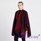 【Decoy】漸變千鳥 拼色人字紋加大保暖斗篷式披肩/顏色可選 紅黑