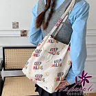 【iSPurple】潮流字母*通勤大容量手提購物帆布包/米白 米白