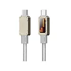 QinD 燈顯示充電線(1.2M)(100W) PD 快充線 -Type-C to Type-C-鈦色