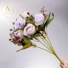 【Floral M】法式復古玫瑰小花園紫粉色仿真花花材（1入組）