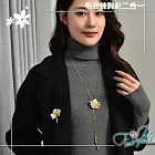 【伊飾童話】楓葉鋯石 氣質水鑽二合一胸針伸縮長鍊 楓葉