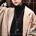 【伊飾童話】雙面四葉草 日韓流蘇伸縮長鍊/玫瑰金 雙面四葉草