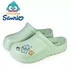 【HELLO KITTY】女 HANGYODON 人魚漢頓 防水鞋 穆勒鞋 拖鞋 前包後空 輕量 厚底 一體成型 台灣製 JP23 綠色