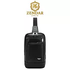 【ZENDAR】台灣總代理 限量1折 頂級小牛皮斜背包 愛德華系列 全新專櫃展示品(黑色 男包)