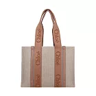 ChloeWoody tote bag帆布中號托特包- 灰褐色