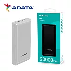 ADATA 威剛 C20 20000mAh 15W 3孔輸出 Type-C雙向快充 行動電源 (2色可選) 有WH標示 白色